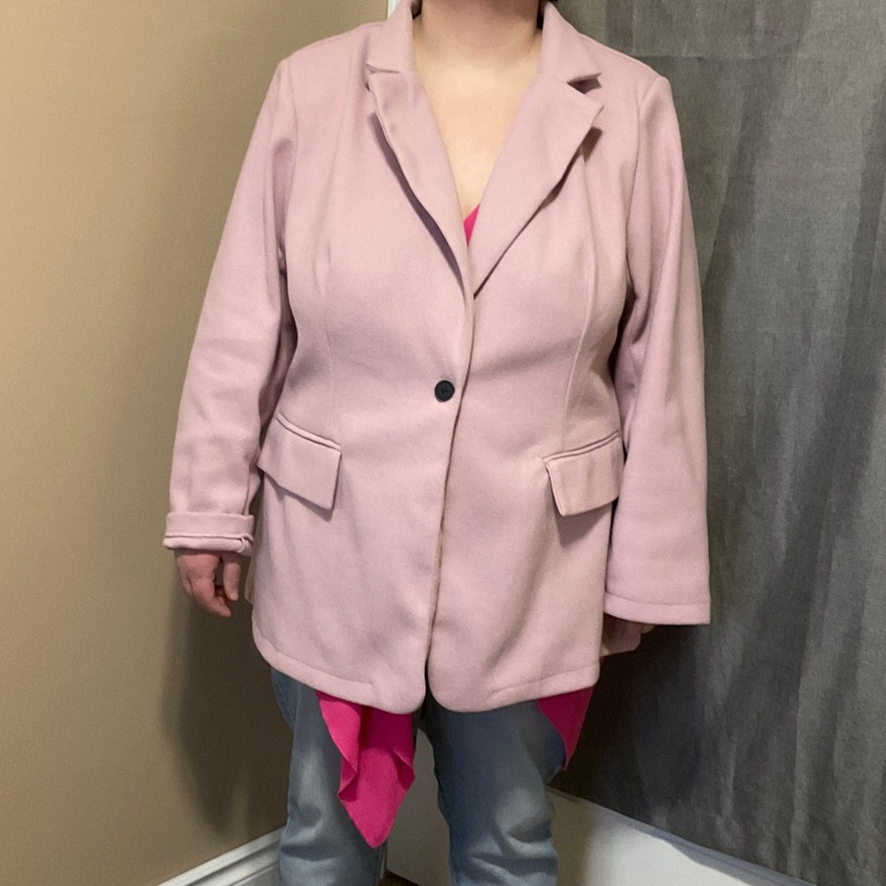 SHEIN Light Pink Single-Button Blazer Jacket